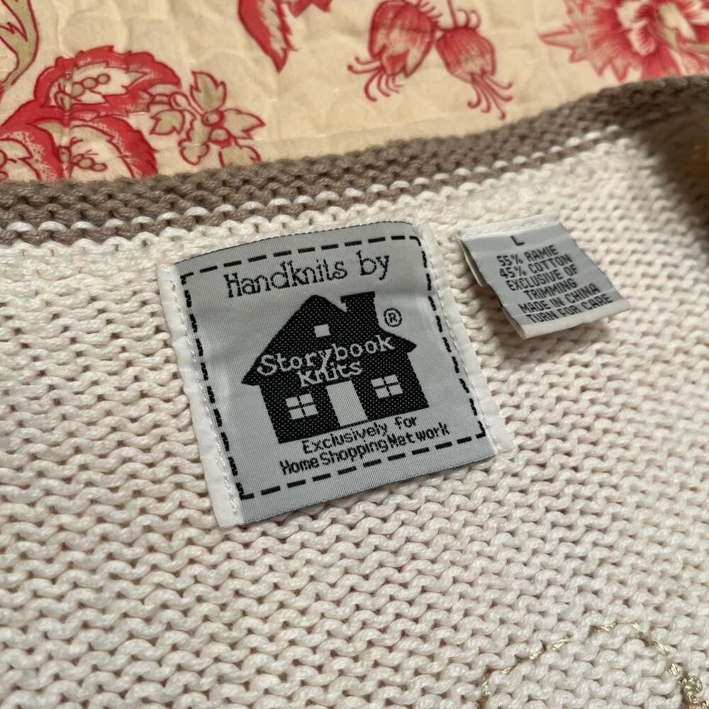 Vintage Storybook Knits Floral Lilly Earth tone Pearl Sweater! - Picture 4 of 5